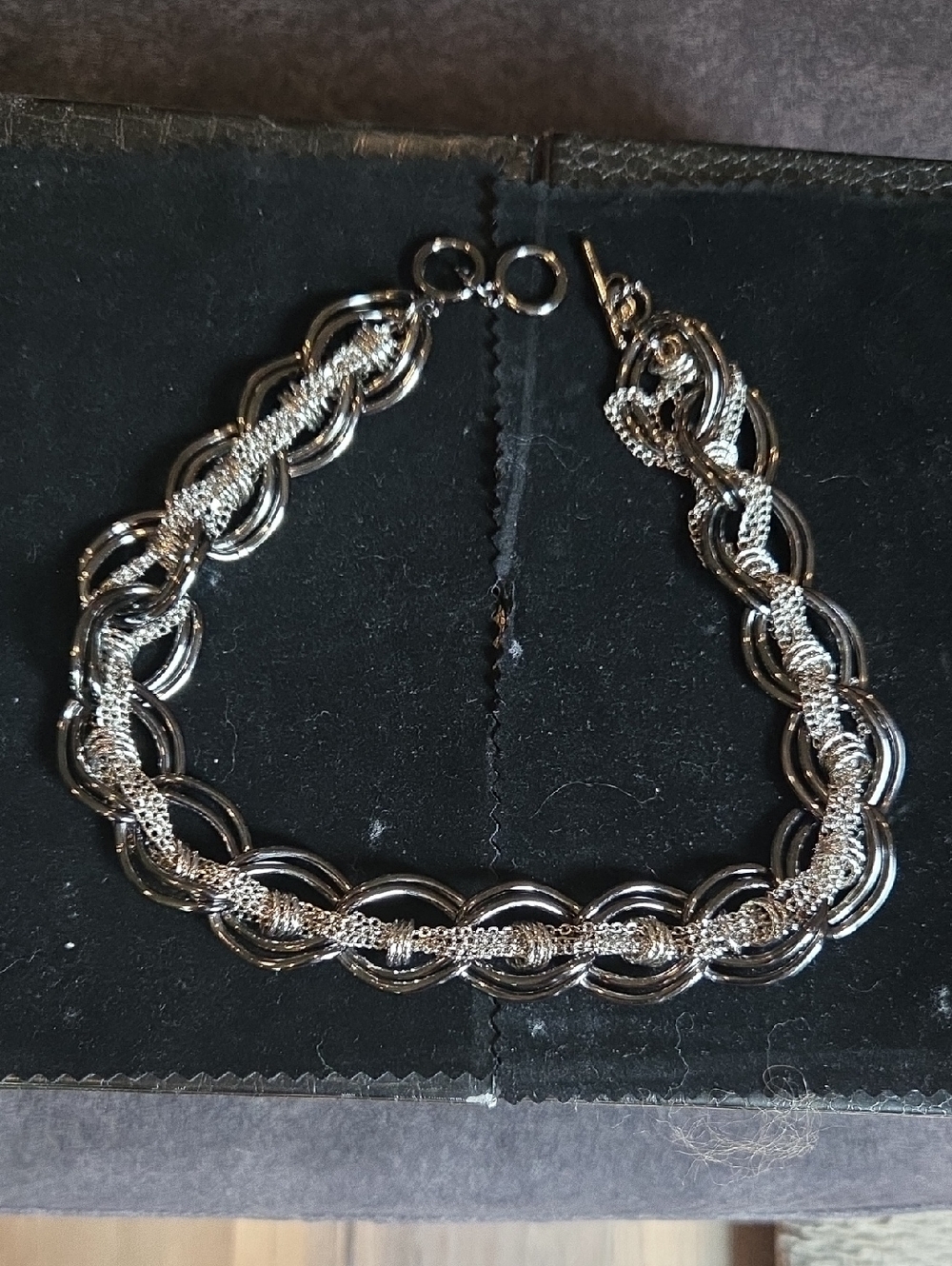 Silver-Tone Gun Metal Linked Chain Necklace